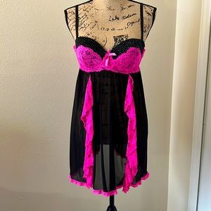 Hot pink and black negligée